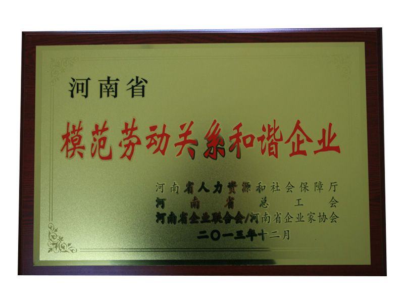 2013年河南省模范勞動關(guān)系和諧企業(yè)